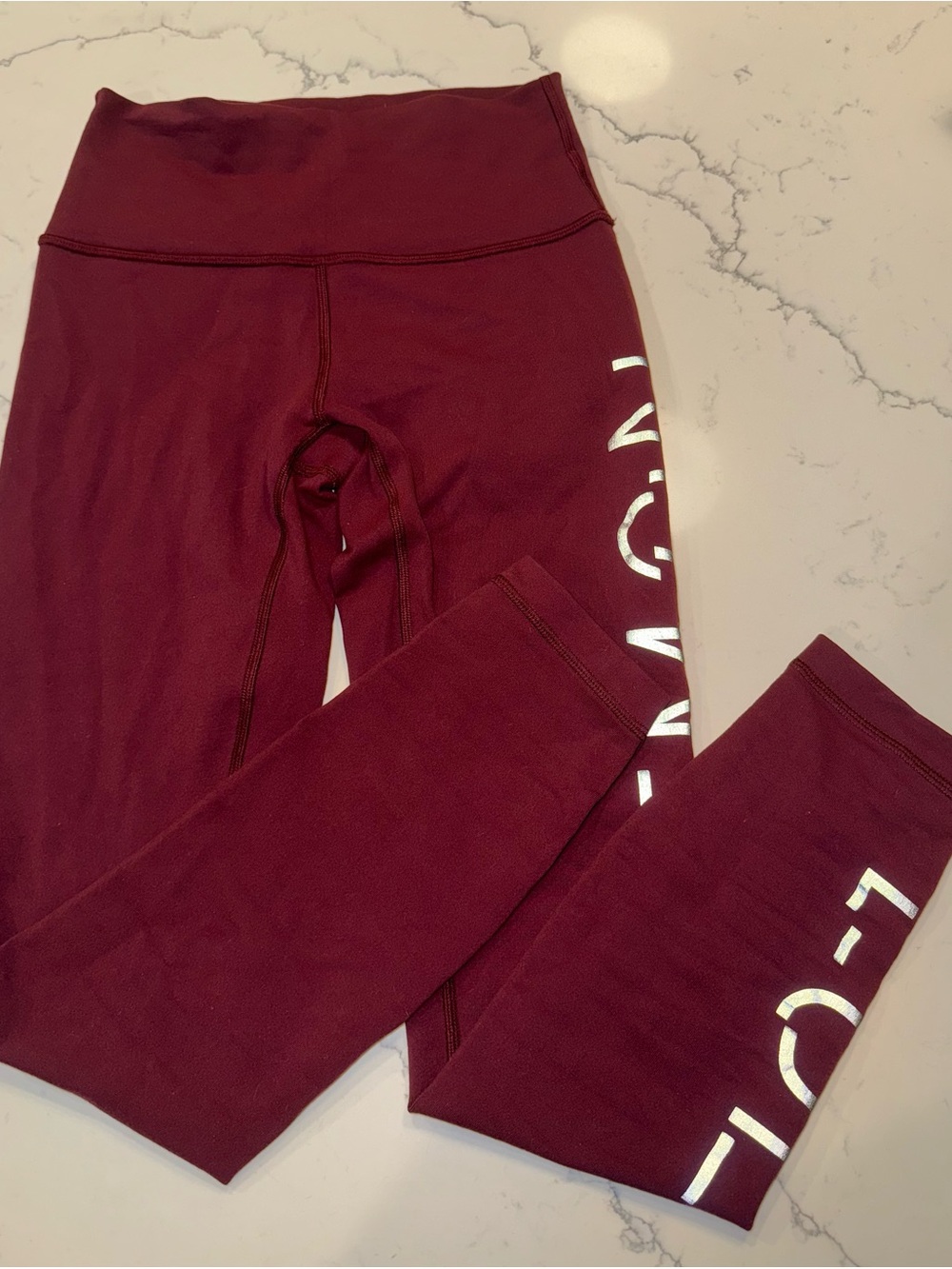 lululemon wunder under Burgundy High-Rise Leggings with Reflective Side Logo